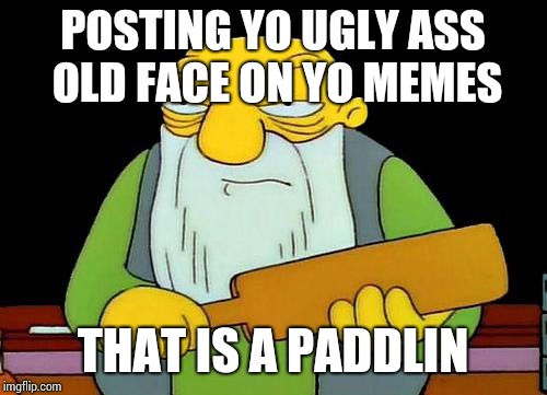 That's a paddlin' Meme | POSTING YO UGLY ASS OLD FACE ON YO MEMES; THAT IS A PADDLIN | image tagged in memes,that's a paddlin' | made w/ Imgflip meme maker