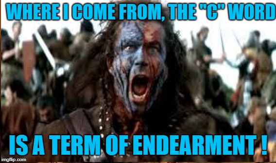 WHERE I COME FROM, THE "C" WORD IS A TERM OF ENDEARMENT ! | made w/ Imgflip meme maker