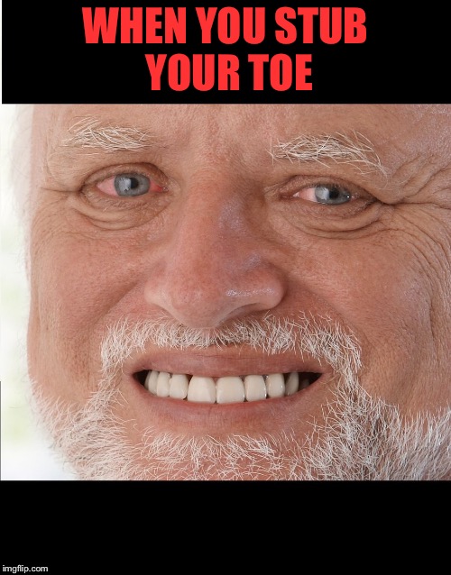Hide the Pain Harold | WHEN YOU STUB YOUR TOE | image tagged in hide the pain harold | made w/ Imgflip meme maker