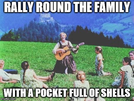 Sound of Music | RALLY ROUND THE FAMILY; WITH A POCKET FULL OF SHELLS | image tagged in sound of music | made w/ Imgflip meme maker