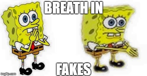 spongebob breathes in  | BREATH IN; FAKES | image tagged in spongebob breathes in | made w/ Imgflip meme maker