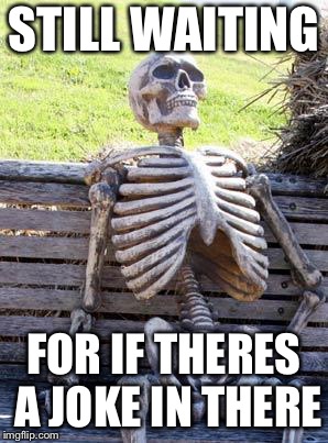 Waiting Skeleton Meme | STILL WAITING FOR IF THERES A JOKE IN THERE | image tagged in memes,waiting skeleton | made w/ Imgflip meme maker