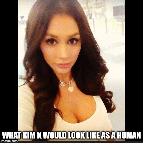 Human Kim  | WHAT KIM K WOULD LOOK LIKE AS A HUMAN | image tagged in kim kardashian | made w/ Imgflip meme maker