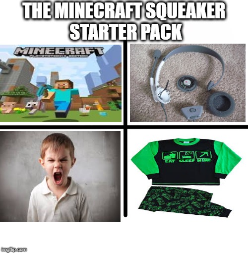 minecraft squeaker starter pack | THE MINECRAFT SQUEAKER STARTER PACK | image tagged in memes,blank starter pack | made w/ Imgflip meme maker
