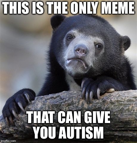 Confession Bear Meme | THIS IS THE ONLY MEME; THAT CAN GIVE YOU AUTISM | image tagged in memes,confession bear | made w/ Imgflip meme maker
