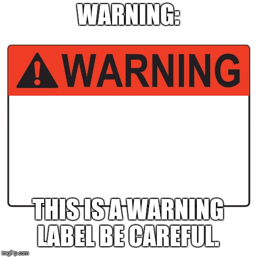 Warning Label | WARNING:; THIS IS A WARNING LABEL BE CAREFUL. | image tagged in warning label | made w/ Imgflip meme maker