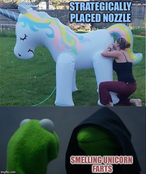 Either way it doesn't look good. | STRATEGICALLY PLACED NOZZLE; SMELLING UNICORN FARTS | image tagged in unicorn,fart,memes,funny | made w/ Imgflip meme maker