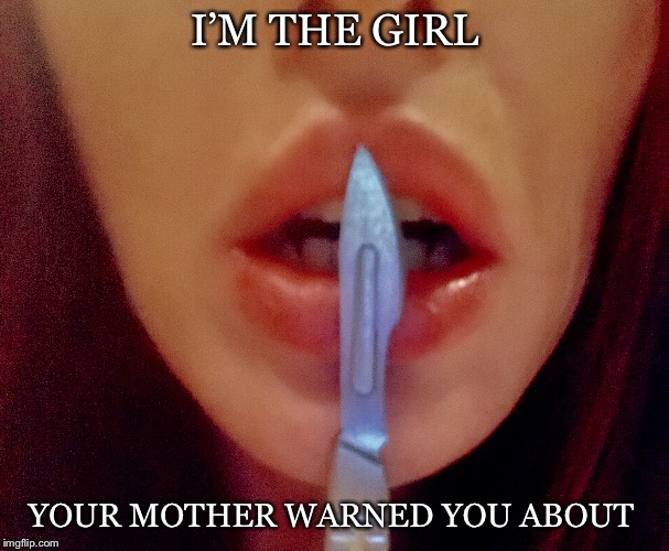I’m That Girl | I’M THE GIRL; YOUR MOTHER WARNED YOU ABOUT | image tagged in badass,blade,crazy | made w/ Imgflip meme maker