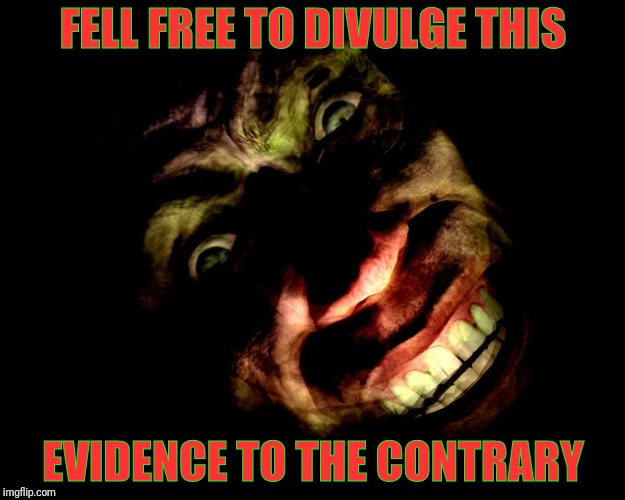 Creep With Tilted Head | FELL FREE TO DIVULGE THIS EVIDENCE TO THE CONTRARY | image tagged in creep with tilted head vagabondsouffle template | made w/ Imgflip meme maker