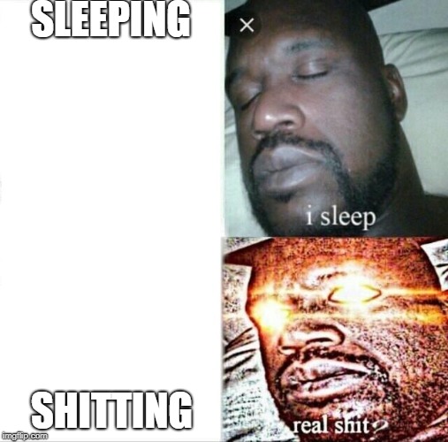 Sleeping Shaq Meme | SLEEPING; SHITTING | image tagged in memes,sleeping shaq | made w/ Imgflip meme maker