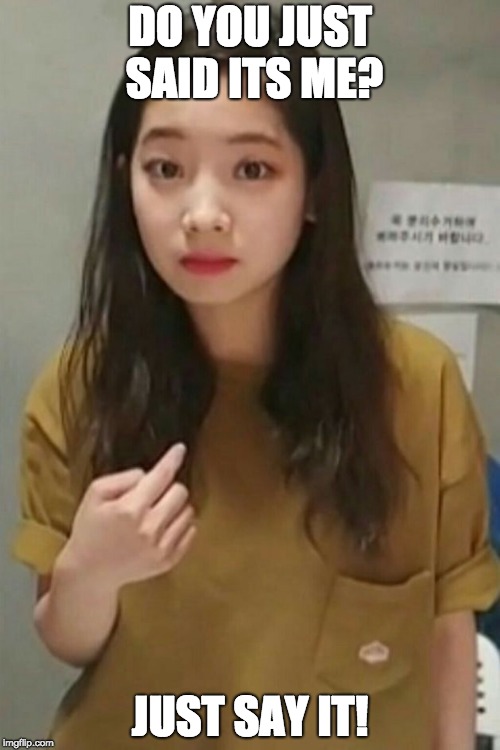 Twice Dahyun | DO YOU JUST SAID ITS ME? JUST SAY IT! | image tagged in twice dahyun | made w/ Imgflip meme maker