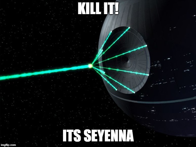 Death Star Laser | KILL IT! ITS SEYENNA | image tagged in death star laser | made w/ Imgflip meme maker