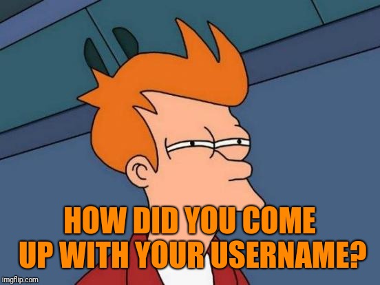 Futurama Fry Meme | HOW DID YOU COME UP WITH YOUR USERNAME? | image tagged in memes,futurama fry | made w/ Imgflip meme maker