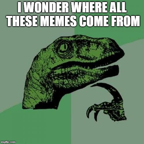 Philosoraptor Meme | I WONDER WHERE ALL THESE MEMES COME FROM | image tagged in memes,philosoraptor | made w/ Imgflip meme maker