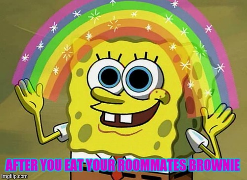 Soo Good They're "Special" | AFTER YOU EAT YOUR ROOMMATES BROWNIE | image tagged in memes,imagination spongebob | made w/ Imgflip meme maker