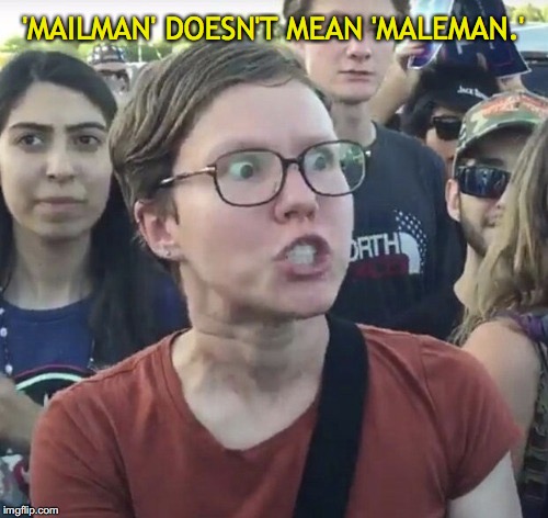 'MAILMAN' DOESN'T MEAN 'MALEMAN.' | made w/ Imgflip meme maker