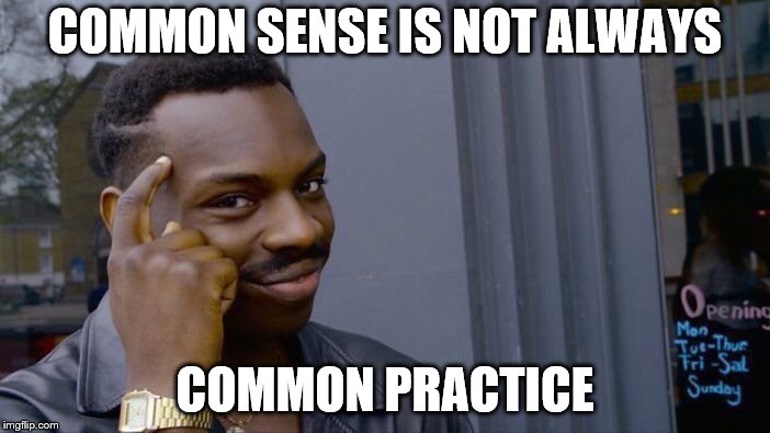 Roll Safe Think About It Meme | COMMON SENSE IS NOT ALWAYS; COMMON PRACTICE | image tagged in memes,roll safe think about it | made w/ Imgflip meme maker