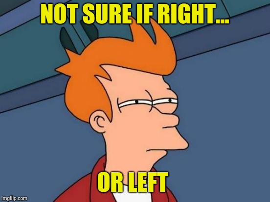 Futurama Fry Meme | NOT SURE IF RIGHT... OR LEFT | image tagged in memes,futurama fry | made w/ Imgflip meme maker