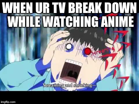 Tokyo ghoul | WHEN UR TV BREAK DOWN WHILE WATCHING ANIME | image tagged in tokyo ghoul | made w/ Imgflip meme maker