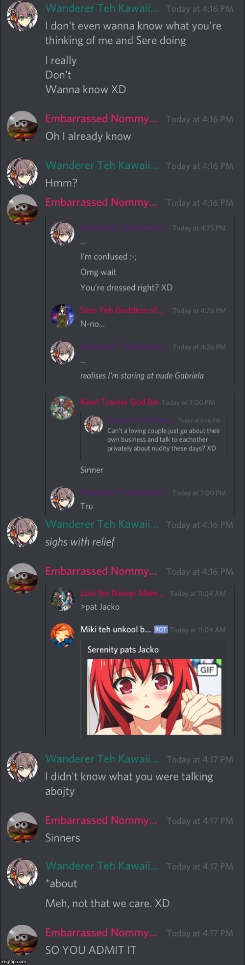 Sinners confirmed | image tagged in discord,relationships,sin,in,nsfw,admitted | made w/ Imgflip meme maker