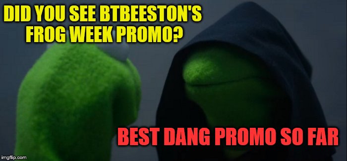Evil Kermit Meme | DID YOU SEE BTBEESTON'S FROG WEEK PROMO? BEST DANG PROMO SO FAR | image tagged in memes,evil kermit | made w/ Imgflip meme maker