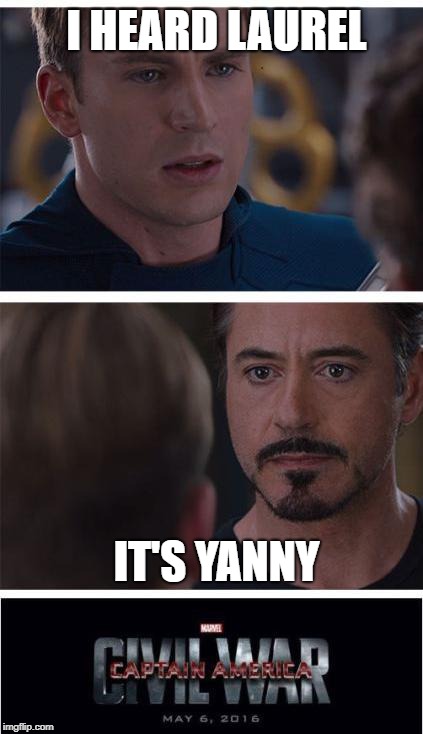 Marvel Civil War 1 Meme | I HEARD LAUREL; IT'S YANNY | image tagged in memes,marvel civil war 1 | made w/ Imgflip meme maker