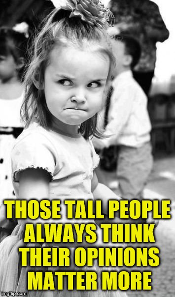 THOSE TALL PEOPLE ALWAYS THINK THEIR OPINIONS MATTER MORE | made w/ Imgflip meme maker