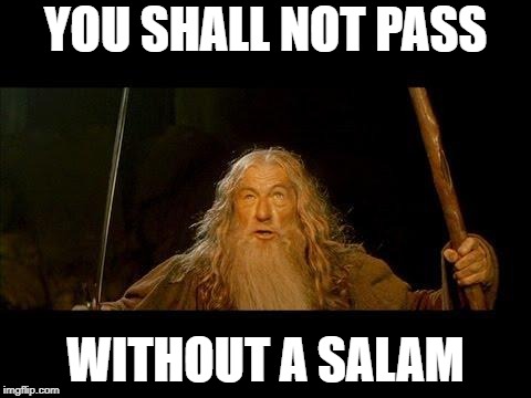 You shall not pass | YOU SHALL NOT PASS; WITHOUT A SALAM | image tagged in you shall not pass | made w/ Imgflip meme maker