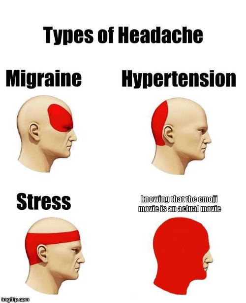 Types of Headache | knowing that the emoji movie is an actual movie | image tagged in types of headache | made w/ Imgflip meme maker
