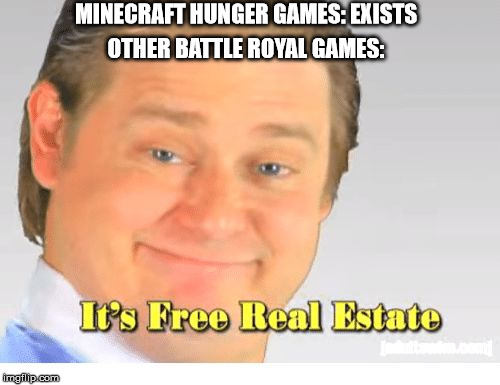Minecraft is pro xD | MINECRAFT HUNGER GAMES: EXISTS; OTHER BATTLE ROYAL GAMES: | image tagged in it's free real estate | made w/ Imgflip meme maker
