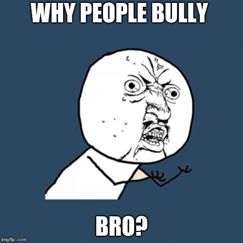 Y U No | WHY PEOPLE BULLY; BRO? | image tagged in memes,y u no | made w/ Imgflip meme maker
