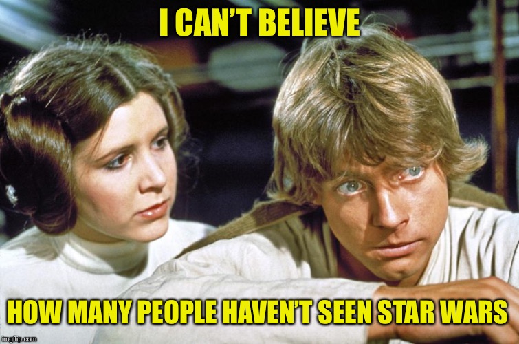 It’s really sad | I CAN’T BELIEVE; HOW MANY PEOPLE HAVEN’T SEEN STAR WARS | image tagged in leia and luke sad,star wars,luke skywalker,princess leia,sad,star wars meme | made w/ Imgflip meme maker