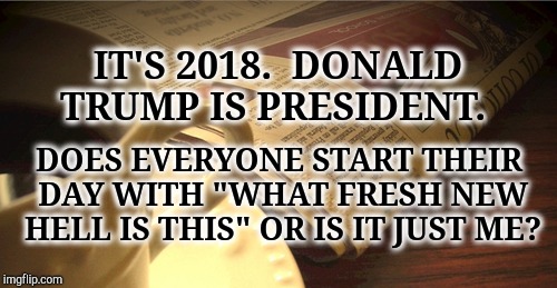 Right Before Our Very Eyes. | DOES EVERYONE START THEIR DAY WITH "WHAT FRESH NEW HELL IS THIS" OR IS IT JUST ME? IT'S 2018.  DONALD TRUMP IS PRESIDENT. | image tagged in funny memes,funny meme,donald trump,government corruption,us government,humiliation | made w/ Imgflip meme maker