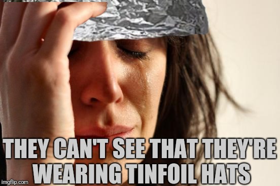 THEY CAN'T SEE THAT THEY'RE WEARING TINFOIL HATS | made w/ Imgflip meme maker