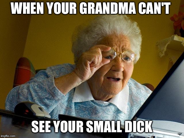Grandma Finds The Internet Meme | WHEN YOUR GRANDMA CAN'T; SEE YOUR SMALL DICK | image tagged in memes,grandma finds the internet | made w/ Imgflip meme maker