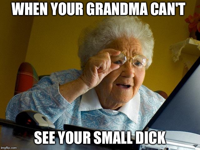 Grandma Finds The Internet | WHEN YOUR GRANDMA CAN'T; SEE YOUR SMALL DICK | image tagged in memes,grandma finds the internet | made w/ Imgflip meme maker