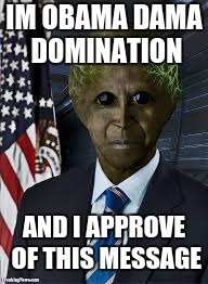 Obama Domination | IM OBAMA DAMA DOMINATION AND I APPROVE OF THIS MESSAGE | image tagged in obama domination | made w/ Imgflip meme maker