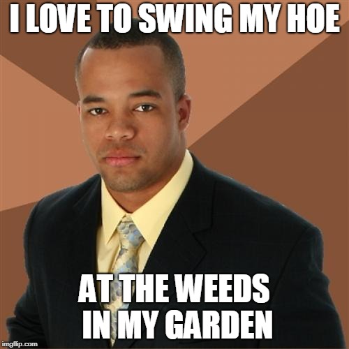 Successful Black Man Meme | I LOVE TO SWING MY HOE; AT THE WEEDS IN MY GARDEN | image tagged in memes,successful black man | made w/ Imgflip meme maker