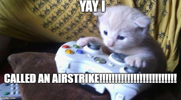 mlg cat | YAY I; CALLED AN AIRSTRIKE!!!!!!!!!!!!!!!!!!!!!!!!! | image tagged in mlg cat | made w/ Imgflip meme maker