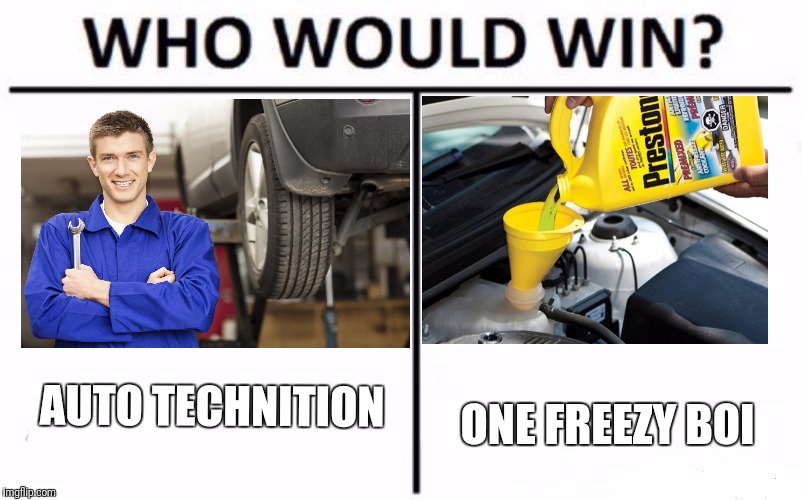 Who Would Win? | ONE FREEZY BOI; AUTO TECHNITION | image tagged in memes,who would win | made w/ Imgflip meme maker