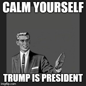 Kill Yourself Guy Meme | CALM YOURSELF; TRUMP IS PRESIDENT | image tagged in memes,kill yourself guy | made w/ Imgflip meme maker