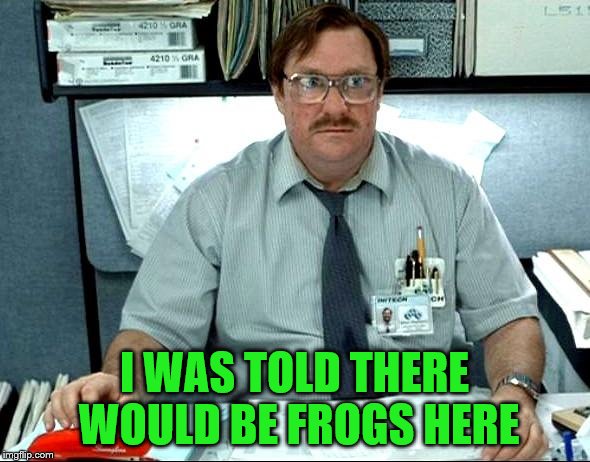 I WAS TOLD THERE WOULD BE FROGS HERE | made w/ Imgflip meme maker