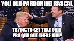 YOU OLD PARDONING RASCAL; TRYING TO GET THAT QUID PRO QUO OUT THERE HUH? | made w/ Imgflip meme maker