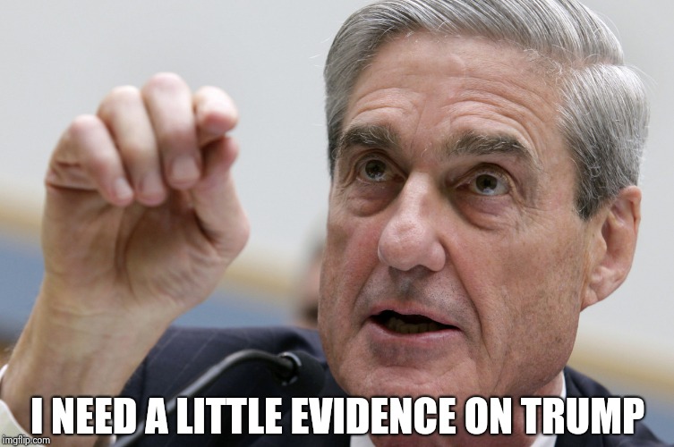 I NEED A LITTLE EVIDENCE ON TRUMP | image tagged in robert mueller penis size | made w/ Imgflip meme maker