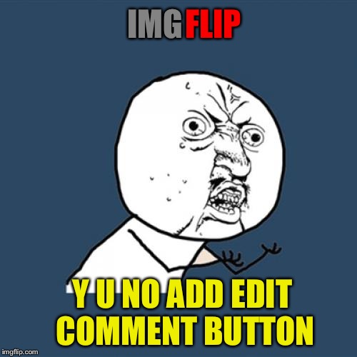 Y U no add edit button  | FLIP; IMG; Y U NO ADD EDIT COMMENT BUTTON | image tagged in memes,y u no | made w/ Imgflip meme maker