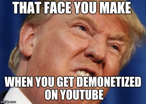 Demonetized | THAT FACE YOU MAKE; WHEN YOU GET DEMONETIZED ON YOUTUBE | image tagged in donald trump,that face you make | made w/ Imgflip meme maker