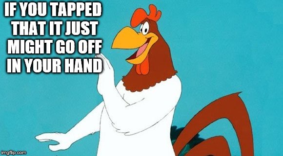 IF YOU TAPPED THAT IT JUST MIGHT GO OFF IN YOUR HAND | image tagged in foghorn leghorn | made w/ Imgflip meme maker