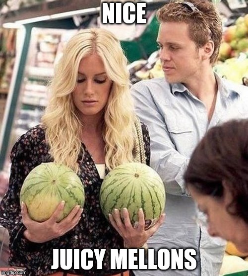 NICE; JUICY MELLONS | image tagged in melons | made w/ Imgflip meme maker