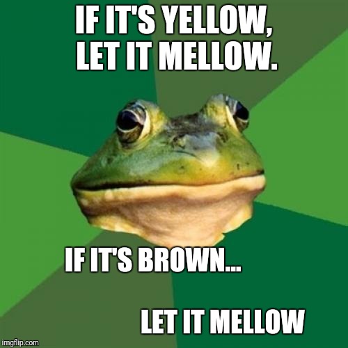 Frog week June 3-10, a JBmemegeek and giveuahint event! | IF IT'S YELLOW, LET IT MELLOW. IF IT'S BROWN...                                                     

LET IT MELLOW | image tagged in memes,foul bachelor frog,front page,dank memes,raydog,best | made w/ Imgflip meme maker