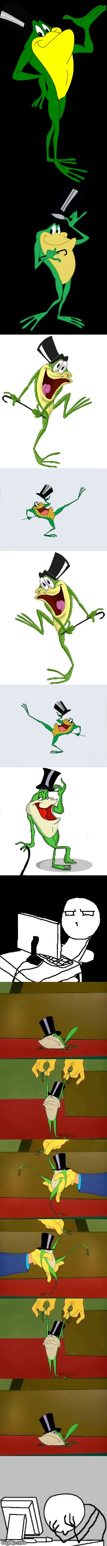 RIBBITTING Oldie | image tagged in frog week,what the hell did i just watch,sad cartoon,meme,seriously wtf | made w/ Imgflip meme maker